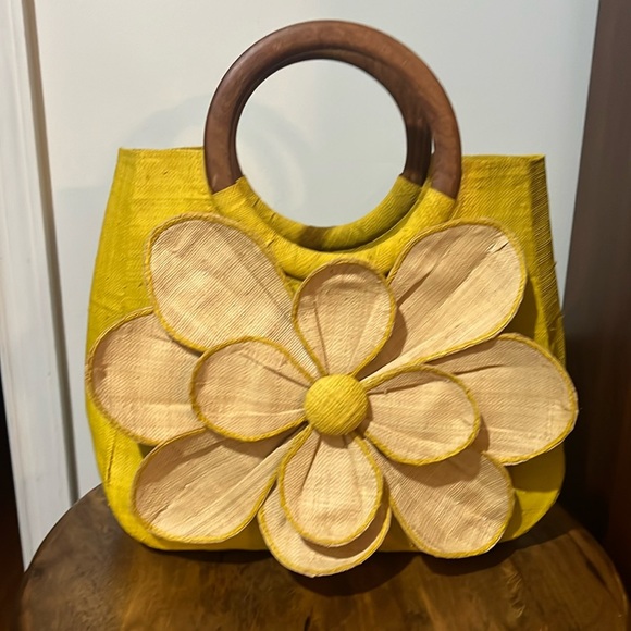 Mar Y Sol Handbags - Mar Y Sol Guadeloupe Floral Raffia Tote Satchel Bag